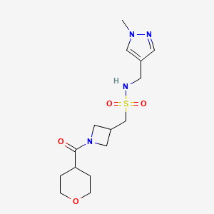 molecular formula C15H24N4O4S B1654008 N-[(1-methyl-1H-pyrazol-4-yl)methyl]-1-[1-(oxane-4-carbonyl)azetidin-3-yl]methanesulfonamide CAS No. 2094600-00-5