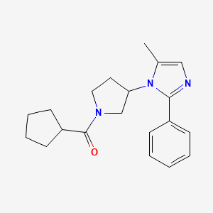 molecular formula C20H25N3O B1654031 cyclopentyl[3-(5-methyl-2-phenyl-1H-imidazol-1-yl)-1-pyrrolidinyl]methanone CAS No. 2096112-89-7