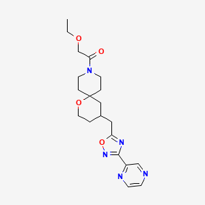 molecular formula C20H27N5O4 B1654032 2-Ethoxy-1-(4-{[3-(2-pyrazinyl)-1,2,4-oxadiazol-5-yl]methyl}-1-oxa-9-azaspiro[5.5]undec-9-yl)-1-ethanone CAS No. 2096130-00-4