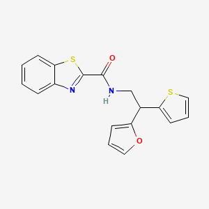 molecular formula C18H14N2O2S2 B1654072 N-[2-(furan-2-yl)-2-(thiophen-2-yl)ethyl]-1,3-benzothiazole-2-carboxamide CAS No. 2097935-52-7