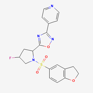 molecular formula C19H17FN4O4S B1654079 4-{5-[1-(2,3-Dihydro-1-benzofuran-5-sulfonyl)-4-fluoropyrrolidin-2-yl]-1,2,4-oxadiazol-3-yl}pyridine CAS No. 2097936-46-2