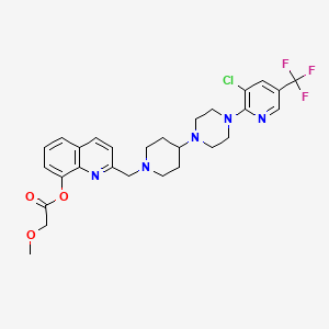 molecular formula C28H31ClF3N5O3 B1654080 2-[(4-{4-[3-Chloro-5-(trifluoromethyl)pyridin-2-yl]piperazin-1-yl}piperidin-1-yl)methyl]quinolin-8-yl 2-methoxyacetate CAS No. 2097936-59-7