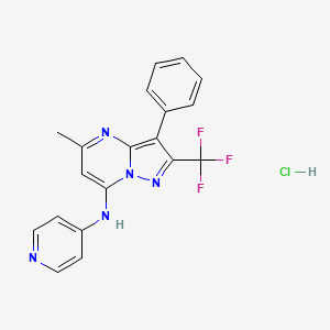molecular formula C19H15ClF3N5 B1654085 N-[5-methyl-3-phenyl-2-(trifluoromethyl)pyrazolo[1,5-a]pyrimidin-7-yl]pyridin-4-amine hydrochloride CAS No. 2097937-86-3