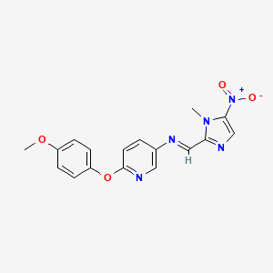 molecular formula C17H15N5O4 B1654108 N-[6-(4-methoxyphenoxy)pyridin-3-yl]-1-(1-methyl-5-nitroimidazol-2-yl)methanimine CAS No. 210411-38-4