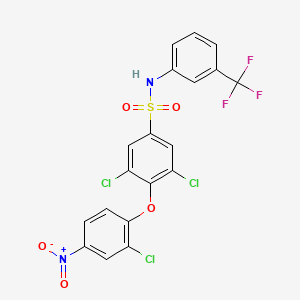 molecular formula C19H10Cl3F3N2O5S B1654110 3,5-dichloro-4-(2-chloro-4-nitrophenoxy)-N-[3-(trifluoromethyl)phenyl]benzenesulfonamide CAS No. 210411-51-1