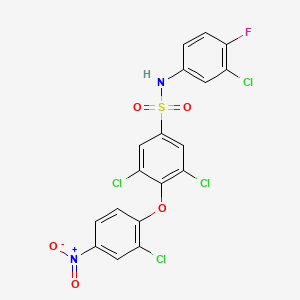 molecular formula C18H9Cl4FN2O5S B1654111 3,5-dichloro-N-(3-chloro-4-fluorophenyl)-4-(2-chloro-4-nitrophenoxy)benzenesulfonamide CAS No. 210411-54-4