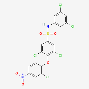 molecular formula C18H9Cl5N2O5S B1654113 3,5-dichloro-4-(2-chloro-4-nitrophenoxy)-N-(3,5-dichlorophenyl)benzenesulfonamide CAS No. 210411-56-6