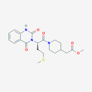 molecular formula C21H27N3O5S B1654131 Methyl 2-[1-[(2S)-2-(2,4-dioxo-1H-quinazolin-3-yl)-4-methylsulfanylbutanoyl]piperidin-4-yl]acetate CAS No. 2108519-48-6