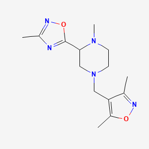 molecular formula C14H21N5O2 B1654132 5-[4-[(3,5-Dimethyl-1,2-oxazol-4-yl)methyl]-1-methylpiperazin-2-yl]-3-methyl-1,2,4-oxadiazole CAS No. 2108527-06-4
