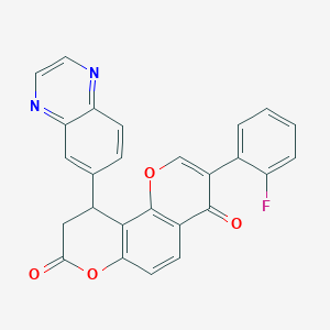 molecular formula C26H15FN2O4 B1654133 3-(2-fluorophenyl)-10-(quinoxalin-6-yl)-9,10-dihydro-4H,8H-pyrano[2,3-f]chromene-4,8-dione CAS No. 2108549-80-8
