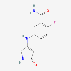molecular formula C11H10FN3O2 B1654144 2-fluoro-5-[(5-oxo-2,5-dihydro-1H-pyrrol-3-yl)amino]benzamide CAS No. 2108833-70-9