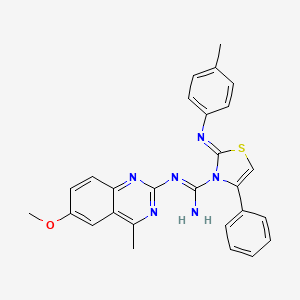 molecular formula C27H24N6OS B1654159 (2Z)-N-(6-methoxy-4-methylquinazolin-2-yl)-2-[(4-methylphenyl)imino]-4-phenyl-1,3-thiazole-3(2H)-carboximidamide CAS No. 2111905-50-9
