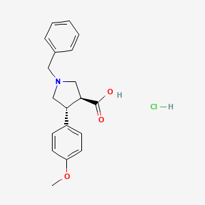 molecular formula C19H22ClNO3 B1654179 (3S,4R)-1-Benzyl-4-(4-methoxyphenyl)pyrrolidine-3-carboxylic acid;hydrochloride CAS No. 2126143-35-7