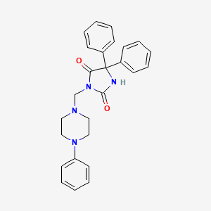 molecular formula C26H26N4O2 B1654245 Hydantoin, 5,5-diphenyl-3-((4-phenylpiperazinyl)methyl)- CAS No. 21598-65-2