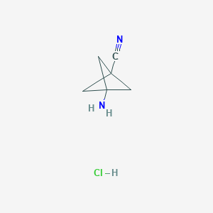 molecular formula C6H9ClN2 B1654254 3-Aminobicyclo[1.1.1]pentane-1-carbonitrile hydrochloride CAS No. 2170371-90-9