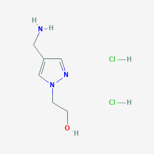 molecular formula C6H12ClN3O B1654261 2-[4-(aminomethyl)-1H-pyrazol-1-yl]ethan-1-ol dihydrochloride CAS No. 2174007-61-3