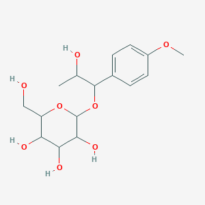 molecular formula C16H24O8 B1654277 2-[2-Hydroxy-1-(4-methoxyphenyl)propoxy]-6-(hydroxymethyl)oxane-3,4,5-triol CAS No. 217973-33-6