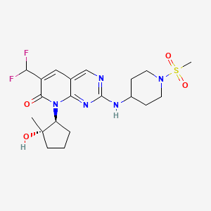 molecular formula C20H27F2N5O4S B1654283 6-(Difluoromethyl)-8-((1S,2S)-2-hydroxy-2-methylcyclopentyl)-2-((1-(methylsulfonyl)piperidin-4-yl)amino)pyrido[2,3-d]pyrimidin-7(8H)-one CAS No. 2185859-59-8
