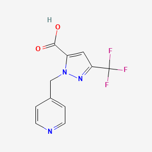 molecular formula C11H8F3N3O2 B1654301 2-(Pyridin-4-ylmethyl)-5-(trifluoromethyl)pyrazole-3-carboxylic acid CAS No. 2197054-97-8