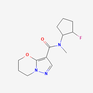 molecular formula C13H18FN3O2 B1654308 N-(2-fluorocyclopentyl)-N-methyl-5H,6H,7H-pyrazolo[3,2-b][1,3]oxazine-3-carboxamide CAS No. 2198740-00-8