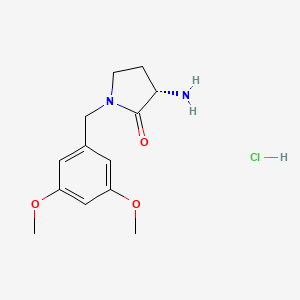 molecular formula C13H19ClN2O3 B1654356 (s)-3-Amino-1-(3,5-dimethoxybenzyl) pyrrolidin-2-one hcl CAS No. 2227107-80-2