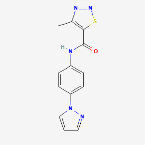 molecular formula C13H11N5OS B1654371 4-Methyl-N-(4-pyrazol-1-ylphenyl)thiadiazole-5-carboxamide CAS No. 223499-32-9
