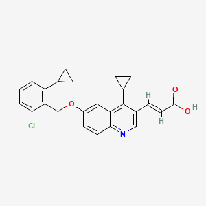 molecular formula C26H24ClNO3 B1654381 (E)-3-[6-[1-(2-Chloro-6-cyclopropylphenyl)ethoxy]-4-cyclopropylquinolin-3-yl]prop-2-enoic acid CAS No. 2244035-16-1