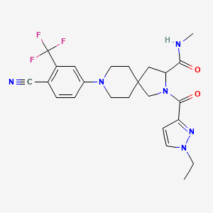 molecular formula C24H27F3N6O2 B1654383 8-[4-Cyano-3-(trifluoromethyl)phenyl]-2-(1-ethylpyrazole-3-carbonyl)-N-methyl-2,8-diazaspiro[4.5]decane-3-carboxamide CAS No. 2244290-01-3