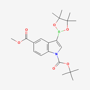 molecular formula C21H28BNO6 B1654430 1-(Tert-butyl) 5-methyl 3-(4,4,5,5-tetramethyl-1,3,2-dioxaborolan-2-YL)-1H-indole-1,5-dicarboxylate CAS No. 2304634-20-4