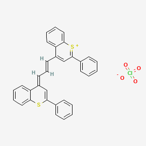 2-Phenyl-4-[(Z,3Z)-3-(2-phenylthiochromen-4-ylidene)prop-1-enyl]thiochromenylium;perchlorate