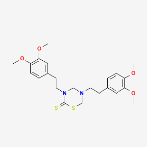 molecular formula C23H30N2O4S2 B1654473 2H-1,3,5-Thiadiazine-2-thione, tetrahydro-3,5-bis(3,4-dimethoxyphenethyl)- CAS No. 23514-98-9