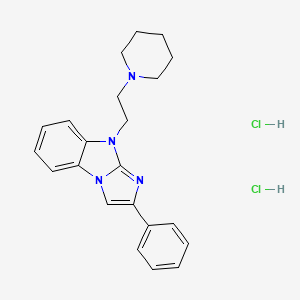 molecular formula C22H26Cl2N4 B1654481 9H-Imidazo(1,2-a)benzimidazole, 2-phenyl-9-(2-piperidinoethyl)-, dihydrochloride CAS No. 23572-35-2