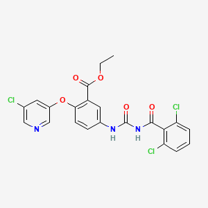 molecular formula C22H16Cl3N3O5 B1654510 Ethyl 2-(5-chloropyridin-3-yl)oxy-5-[(2,6-dichlorobenzoyl)carbamoylamino]benzoate CAS No. 239081-05-1