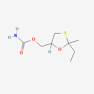 molecular formula C8H15NO3S B1654565 2-Ethyl-2-methyl-1,3-oxathiolane-5-methanol carbamate CAS No. 24606-87-9