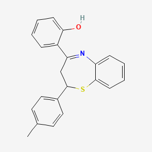 molecular formula C22H19NOS B1654589 2-(4-Methylphenyl)-4-(2-hydroxyphenyl)-2,3-dihydro-1,5-benzothiazepine CAS No. 250640-50-7
