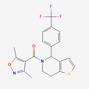 molecular formula C20H17F3N2O2S B1654619 (3,5-dimethyl-1,2-oxazol-4-yl)-[4-[4-(trifluoromethyl)phenyl]-6,7-dihydro-4H-thieno[3,2-c]pyridin-5-yl]methanone CAS No. 254096-38-3