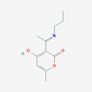 molecular formula C11H15NO3 B1654621 4-Hydroxy-6-methyl-3-(C-methyl-N-propylcarbonimidoyl)pyran-2-one CAS No. 254109-09-6