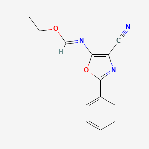 molecular formula C13H11N3O2 B1654664 N-(4-Cyano-2-phenyl-5-oxazolyl)methanimidic acid, ethyl ester CAS No. 25680-33-5