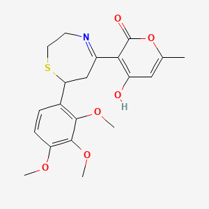 2H-pyran-2-one, 4-hydroxy-6-methyl-3-[2,3,6,7-tetrahydro-7-(2,3,4-trimethoxyphenyl)-1,4-thiazepin-5-yl]-