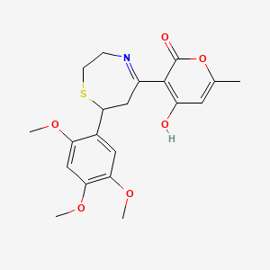 molecular formula C20H23NO6S B1654670 2H-pyran-2-one, 4-hydroxy-6-methyl-3-[2,3,6,7-tetrahydro-7-(2,4,5-trimethoxyphenyl)-1,4-thiazepin-5-yl]- CAS No. 257292-35-6