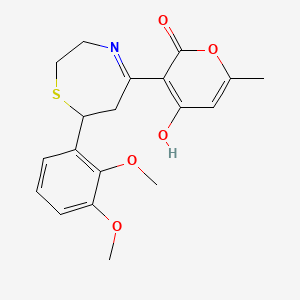 molecular formula C19H21NO5S B1654671 2H-pyran-2-one, 3-[7-(2,3-dimethoxyphenyl)-2,3,6,7-tetrahydro-1,4-thiazepin-5-yl]-4-hydroxy-6-methyl- CAS No. 257292-36-7