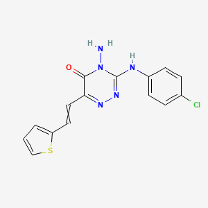 molecular formula C15H12ClN5OS B1654678 4-amino-3-(4-chloroanilino)-6-[2-(2-thienyl)vinyl]-1,2,4-triazin-5(4H)-one CAS No. 257869-80-0