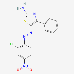 molecular formula C15H10ClN5O2S B1654712 5-[(2-Chloro-4-nitrophenyl)diazenyl]-4-phenyl-1,3-thiazol-2-amine CAS No. 26179-28-2