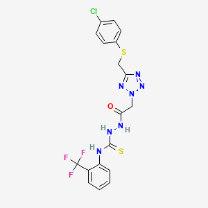 B1654716 1-[[2-[5-[(4-Chlorophenyl)sulfanylmethyl]tetrazol-2-yl]acetyl]amino]-3-[2-(trifluoromethyl)phenyl]thiourea CAS No. 262296-64-0
