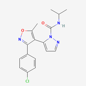 molecular formula C17H17ClN4O2 B1654737 5-[3-(4-chlorophenyl)-5-methyl-1,2-oxazol-4-yl]-N-propan-2-ylpyrazole-1-carboxamide CAS No. 265125-06-2