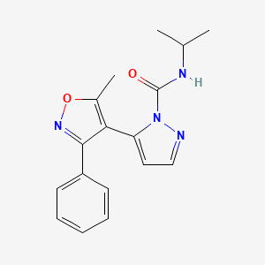 molecular formula C17H18N4O2 B1654738 5-(5-methyl-3-phenyl-1,2-oxazol-4-yl)-N-propan-2-ylpyrazole-1-carboxamide CAS No. 265125-29-9