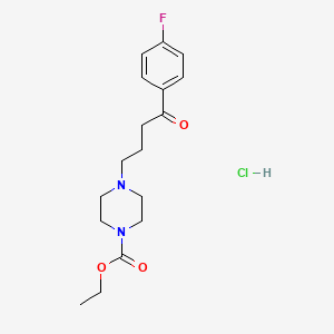 molecular formula C17H24ClFN2O3 B1654760 1-Piperazinecarboxylic acid, 4-(4-(4-fluorophenyl)-4-oxobutyl)-, ethyl ester, monohydrochloride CAS No. 26964-73-8