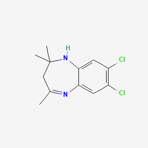 molecular formula C12H14Cl2N2 B1654762 1H-1,5-Benzodiazepine, 7,8-dichloro-2,3-dihydro-2,2,4-trimethyl- CAS No. 27038-74-0
