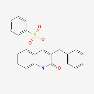 molecular formula C23H19NO4S B1654815 (3-Benzyl-1-methyl-2-oxoquinolin-4-yl) benzenesulfonate CAS No. 277299-01-1