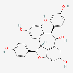 molecular formula C28H22O7 B1654844 1,6,7,11balpha-Tetrahydro-1alpha,7alpha-bis(4-hydroxyphenyl)benzo[6,7]cyclohepta[1,2,3-cd]benzofuran-4,6beta,8,10-tetrol CAS No. 280561-81-1